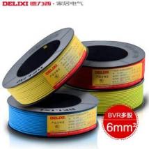 德力西 德力西電線電纜 家裝6平方銅芯電線 BVR 國標50米/卷 多股軟電線